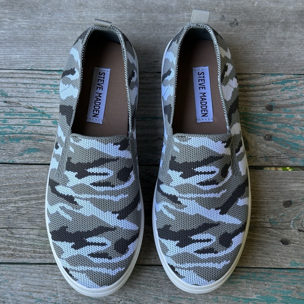 Steve Madden Maygee Shoe Women's‎ 6.5 US Knit Camo Slip On Platform Sneaker New